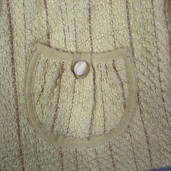 Mac & Jac Y2K Yellow Tweed Button-Up Cotton Blend Cropped Jacket Women's Size 10 - Picture 11 of 12